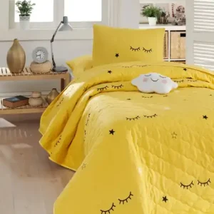 Set Cuvertura de pat 1 Persoana Model Dide Yellow Reducere extra