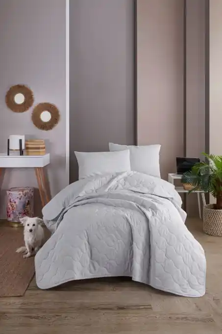 Set Cuvertura de pat 1 Persoana Model Solid Grey Livrare rapidă