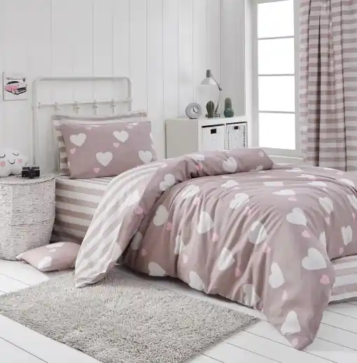 Lenjerie de pat 1 Persoana Model Herz Dusty Rose Preferatul clienților
