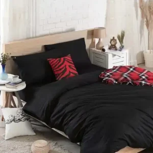 Lenjerie de pat dublu Model Düzboya Black Livrare rapidă
