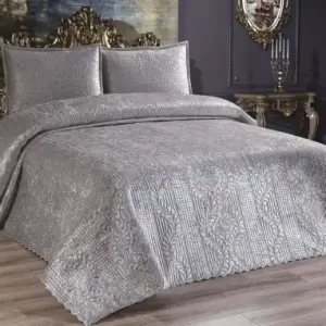Set Cuvertura Pat Dublu Model Velica Grey Ieftin