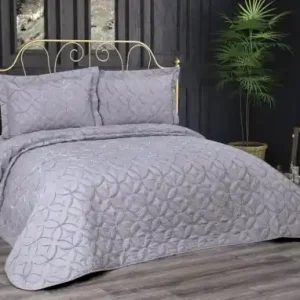 Set Cuvertura Pat Dublu Model Parolin Grey Premium