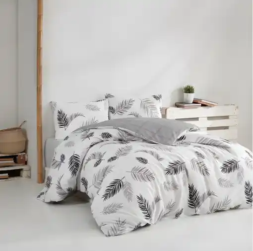 Lenjerie de pat dublu Model Plume Grey Ultima șansă