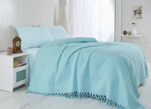 Discount Cuvertura Pled pentru pat dublu Model 115 Turquoise