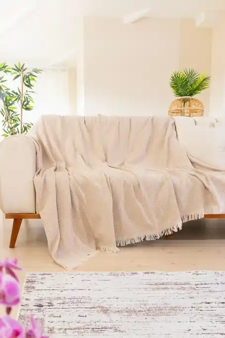 Cel mai vândut Cuvertura pentru Canapea Model Woven Cozy Beige