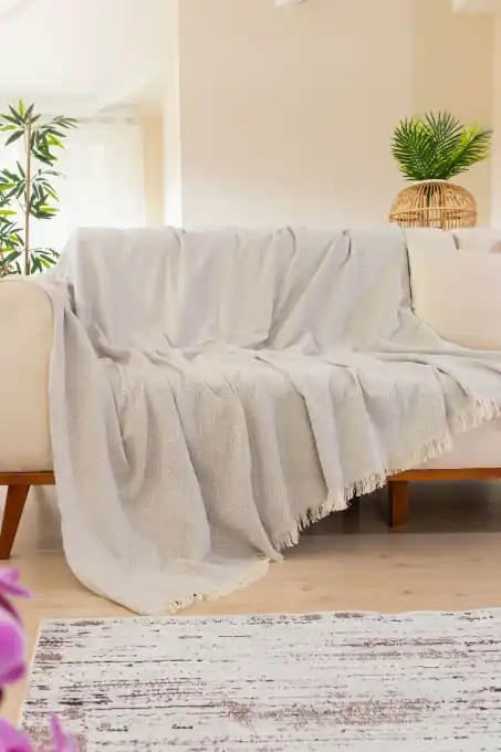 Cuvertura pentru Canapea Model Woven Cozy Grey Expediere rapidă