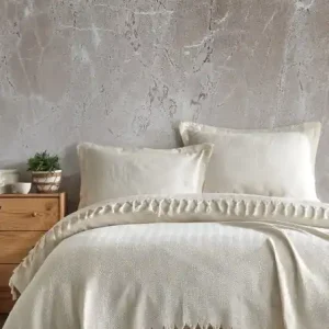 Cuvertura Pled pentru pat dublu Model Berlino Ecru Chilipir
