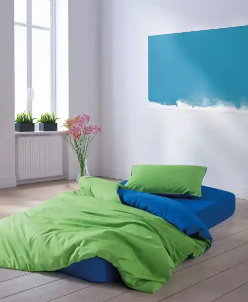 Retur gratuit Lenjerie de pat 1 Persoana Model Sage Green, Blue