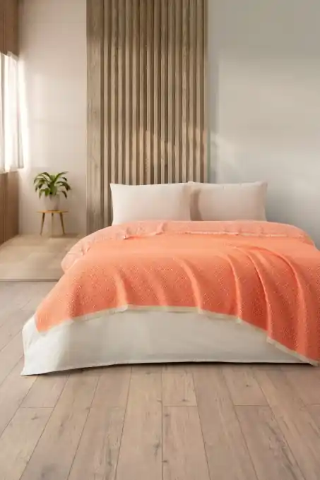 Premium Cuvertura Pled pentru pat dublu Model Diamonds Orange
