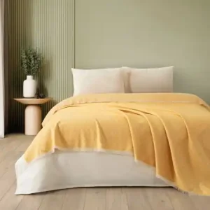 Cuvertura Pled pentru pat dublu Model Lapis Mustard Plată sigură