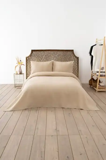 Cuvertura Pled pentru pat dublu Model Waffle Beige Calitate înaltă