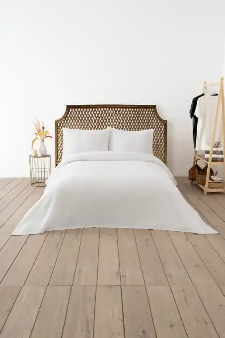 Cuvertura Pled pentru pat dublu Model Waffle White Bestseller