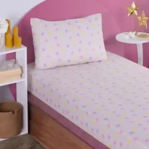 Plată sigură Cearsaf cu elastic si fete de perna Model Unicorn Dreams Beige