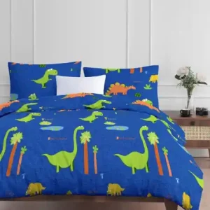 Lenjerie de pat 1 Persoana Model Dinolar Dark Blue Bestseller