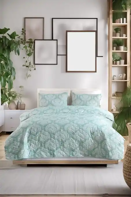 Bestseller Set Cuvertura Pat Dublu Model Post Water Green