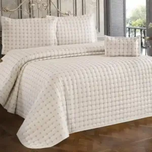 Set Cuvertura Pat Dublu Model Yıldız Cream Ofertă limitată