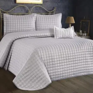 Set Cuvertura Pat Dublu Model Yıldız Grey Super ofertă