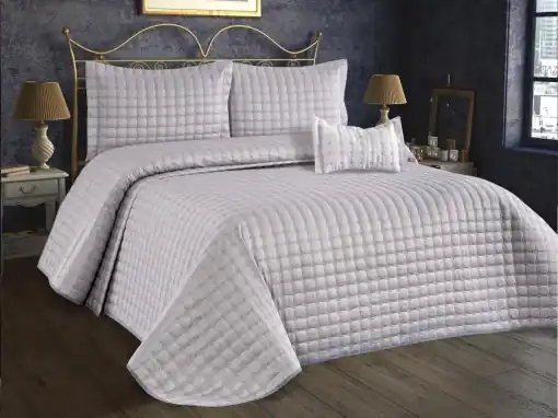 Set Cuvertura Pat Dublu Model Yıldız Grey Super ofertă