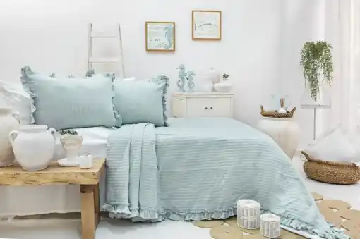 Cumpărături sigure Set Cuvertura Pique Model Martha Mint