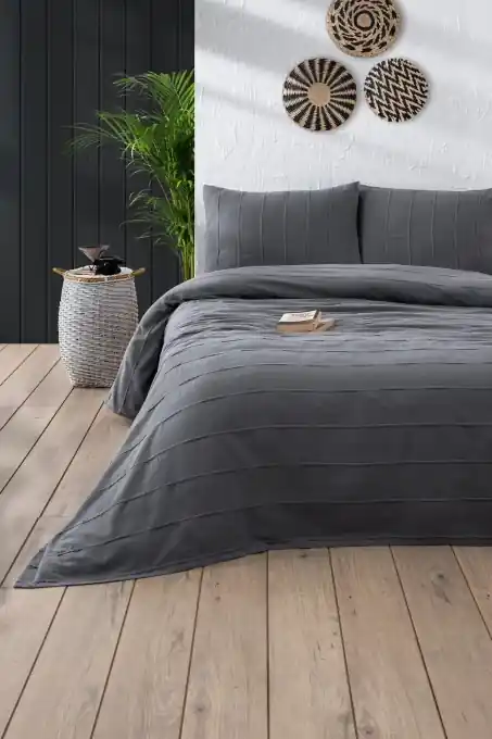 Ofertă exclusivă Set Cuvertura Pique Model Sedef Anthracite