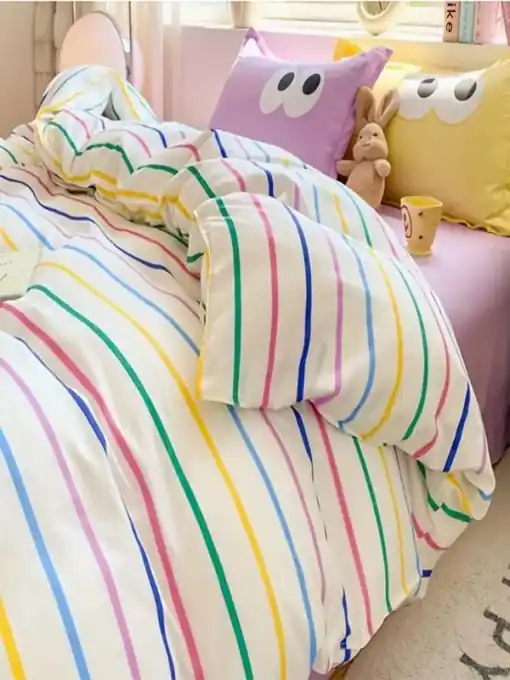 Preferatul clienților Lenjerie de pat 1 Persoana Model Funny Yellow, Lilac