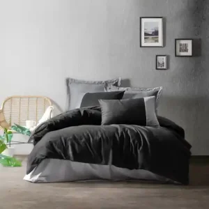 Cel mai vândut Lenjerie de pat 1 Persoana Model Plain Black, Grey