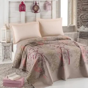 Preț promoțional Cuvertura Pled pentru pat dublu Model Urla Beige