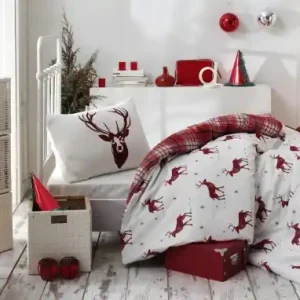 Plată sigură Lenjerie de pat 1 Persoana Model Geyik Claret Red