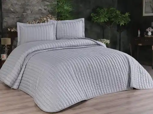 Noutate Set Cuvertura Pat Dublu Model Dublin Grey