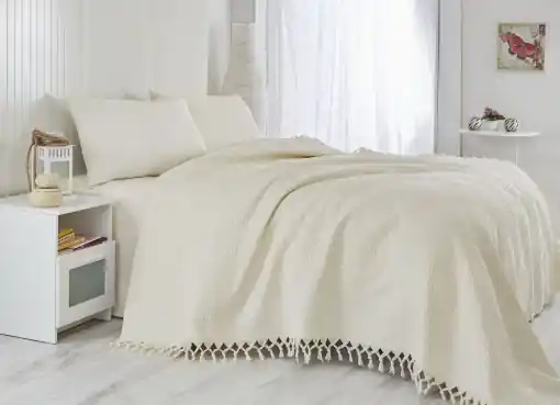Cuvertura Pled pentru pat dublu Model 120 Cream Premium