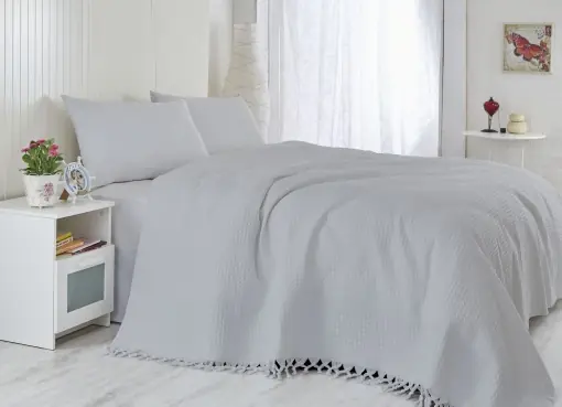 Cuvertura Pled pentru pat dublu Model Light Grey Promoție