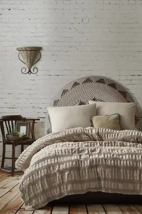 Cuvertura Pled pentru pat dublu Model Apollo Beige Preț redus