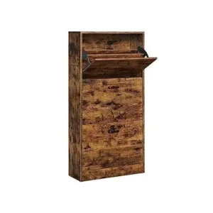 Preț promoțional Dulap Pantofi Model Caden, Maro rustic , 60x24x120 cm