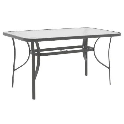 Plată securizată Masa de gradina, Model Ensure, culoare antracit, metal si sticla, 120x80x70 cm