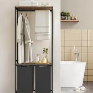 Ofertă specială Cos de rufe, Vasagle, Maro-Negru, 73x33x175 cm