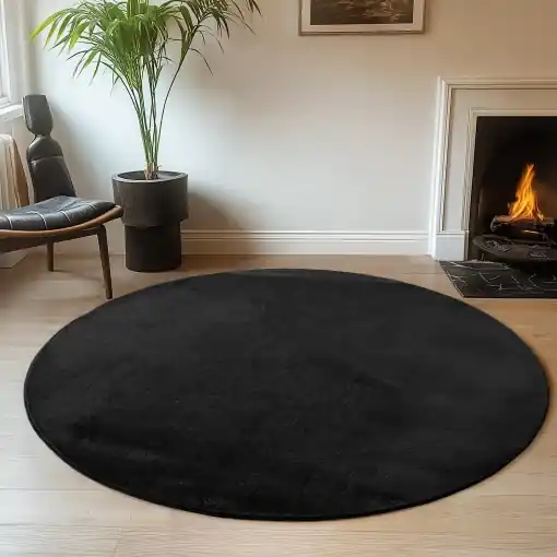 Covor Joy Negru, Rotund, D80 cm Ofertă specială