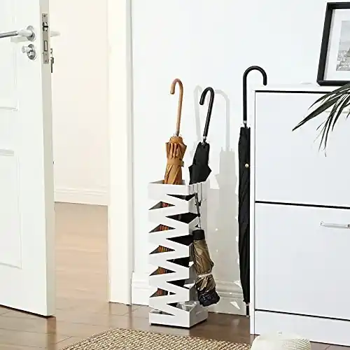 Reducere Suport pentru umbrele, Songmics, Alb, 15.5x15.5x49 cm