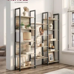 Raft pentru cărți cu 14 polițe Model Aryan, Albastru/Negru, 158x24x166 cm Discount
