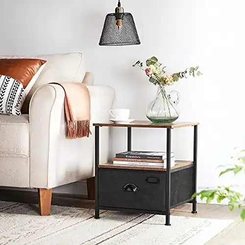 Discount Noptiera Songmics, Model Estes, 40x40x46.4 cm, Negru