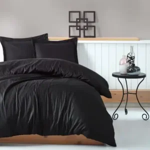 Chilipir Lenjerie de pat dublu, Bumbac 100% Satinat Model Stripe Black