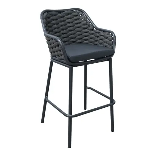 Super ofertă Scaun de bar pentru exterior Model Zuki, Gri, 55x54x109 cm