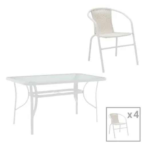Retur gratuit Set masă și scaune de exterior, 5 Piese, Model Obbi-Ensure, Alb/Bej, 120x70x70 cm