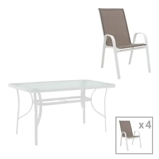 Set masă și scaune de exterior, 5 Piese, Model Calan-Ensure, Alb, 120x70x70 cm Ofertă exclusivă