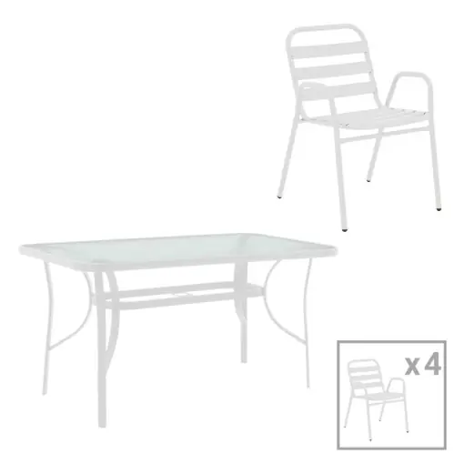 Set masă și scaune de exterior, 5 Piese, Model Sussie-Ensure, Alb, 120x70x70 cm Vezi acum