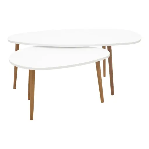 Promoție Masuta de Cafea Model Monty, Alb/Natur, 116x46x6 cm