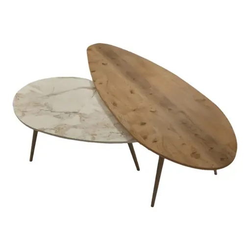Set 2 Masute de Cafea Model Monty, Natur/Bej, 116x46x46 cm Super ofertă