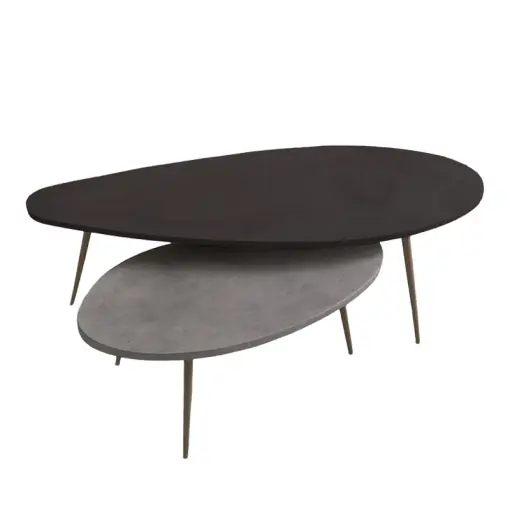 Ofertă exclusivă Set 2Masute de Cafea Model Monty, Negru/Gri, 116x46x46 cm