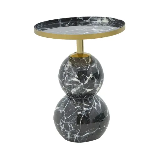 Masuta de Cafea Model Dearest, Negru marmorat/Auriu, D41x57 cm Super ofertă