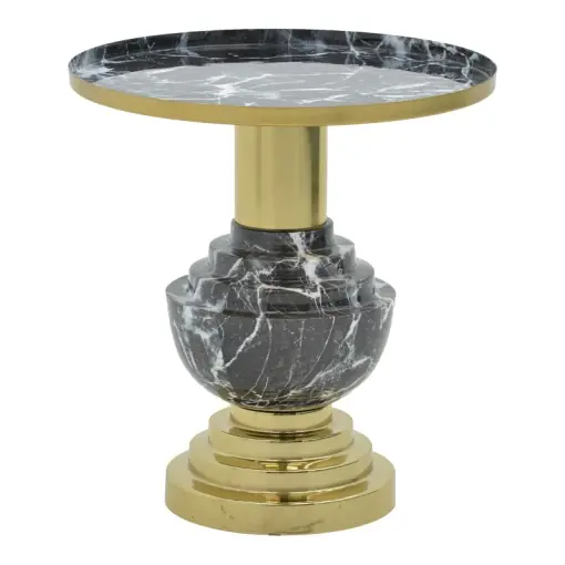 Masuta de Cafea Model Cogent, Negru/Auriu, D46x50 cm Ofertă specială