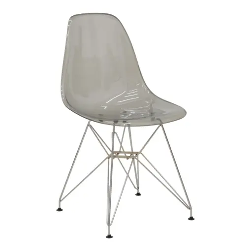 Ofertă limitată Scaun Model Adelle, Gri transparent/Argintiu, 46x55x81 cm